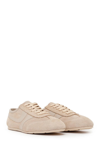 Kadın Bej Bağcıklı Süet Deri Sneaker