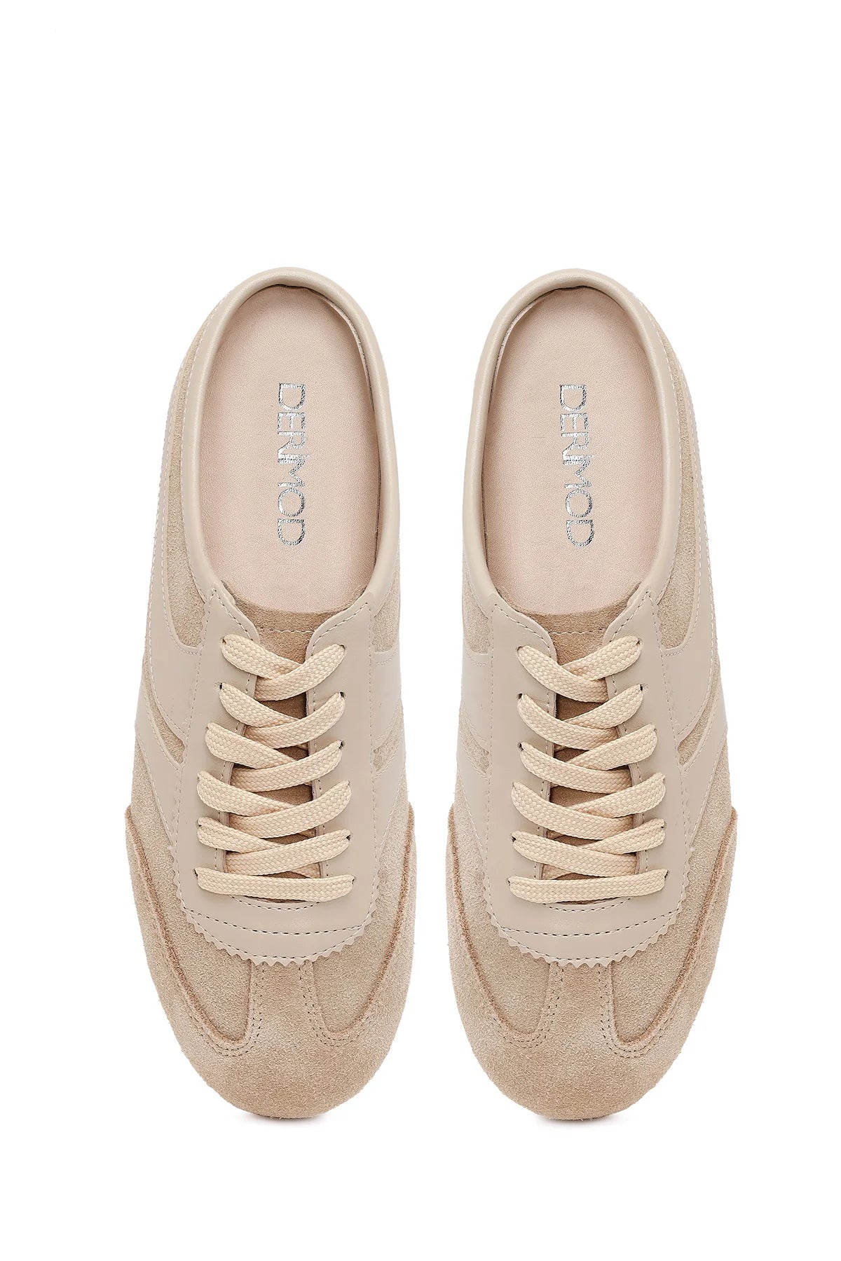Kadın Bej Mule Arkası Açık Süet Deri Sneaker