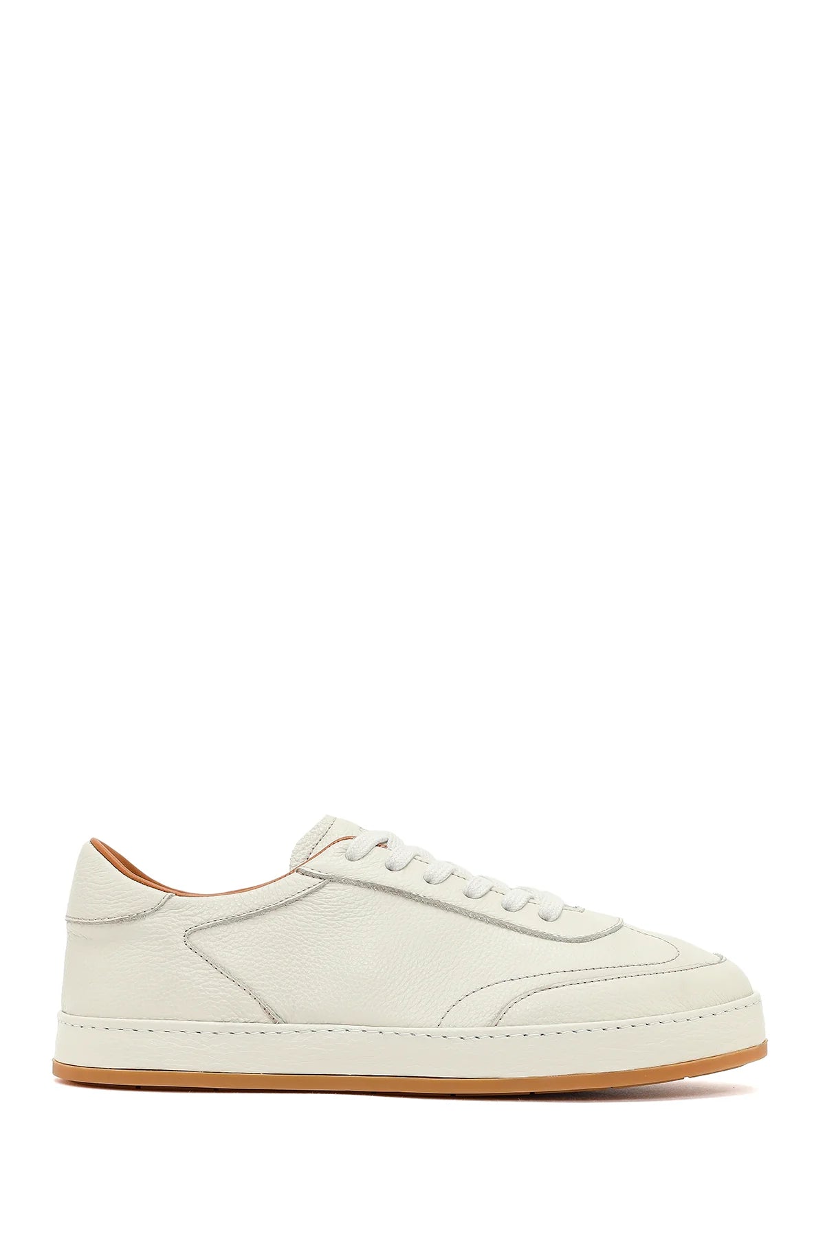 Erkek Beyaz Bağcıklı Deri Sneaker
