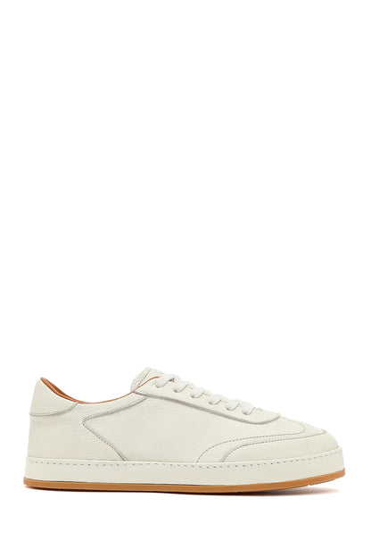 Erkek Beyaz Bağcıklı Deri Sneaker