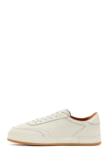 Erkek Beyaz Bağcıklı Deri Sneaker