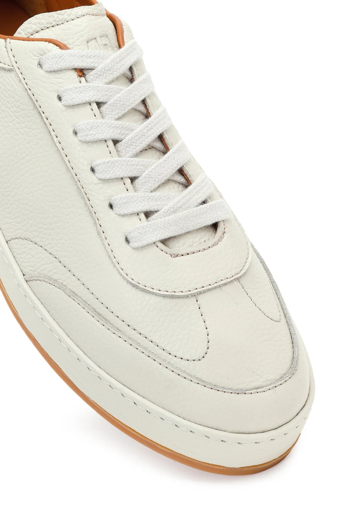 Erkek Beyaz Bağcıklı Deri Sneaker
