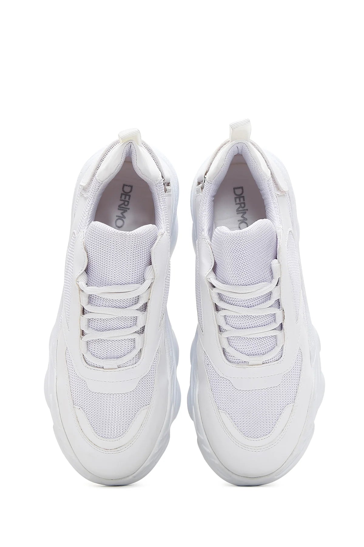 Kadın Beyaz Bağcıklı Kalın Tabanlı Sneaker