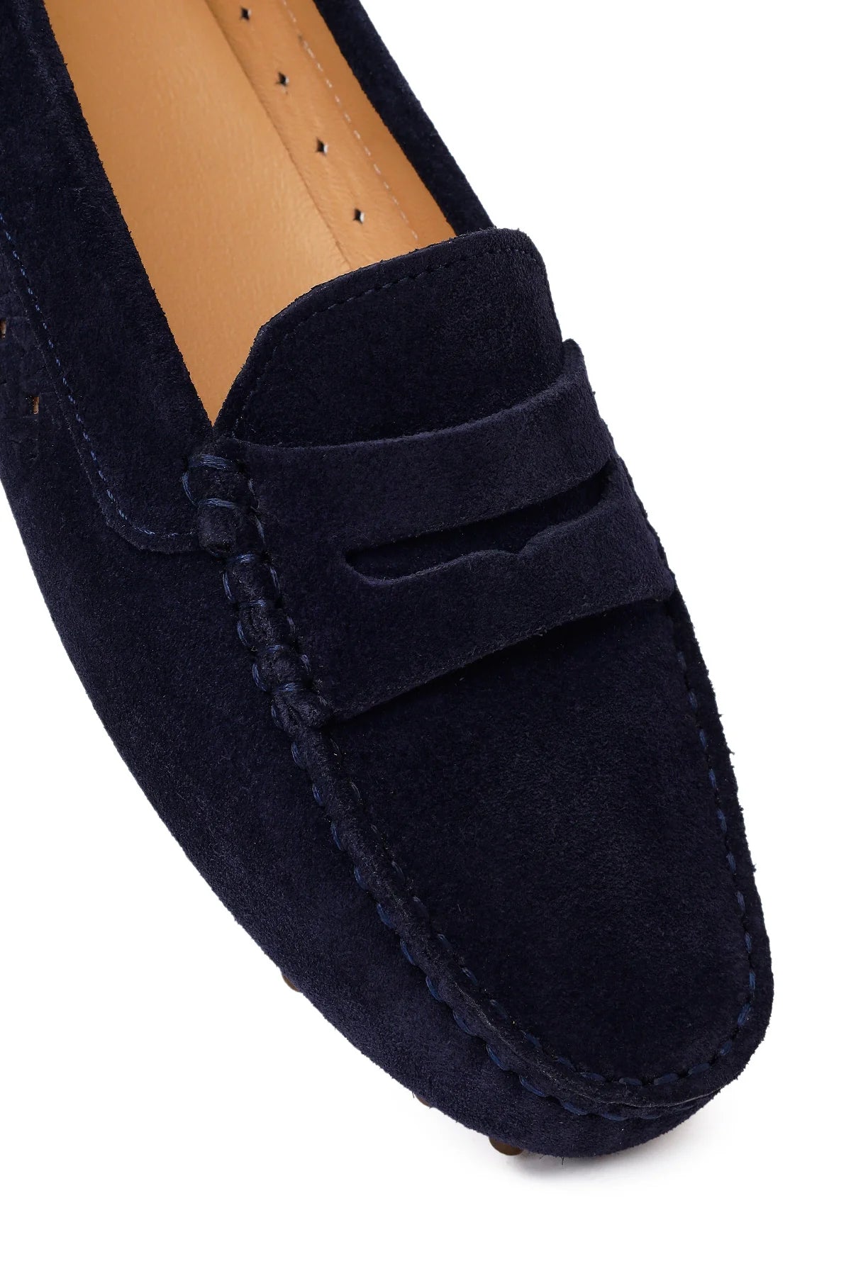 Kadın Lacivert Süet Deri Loafer