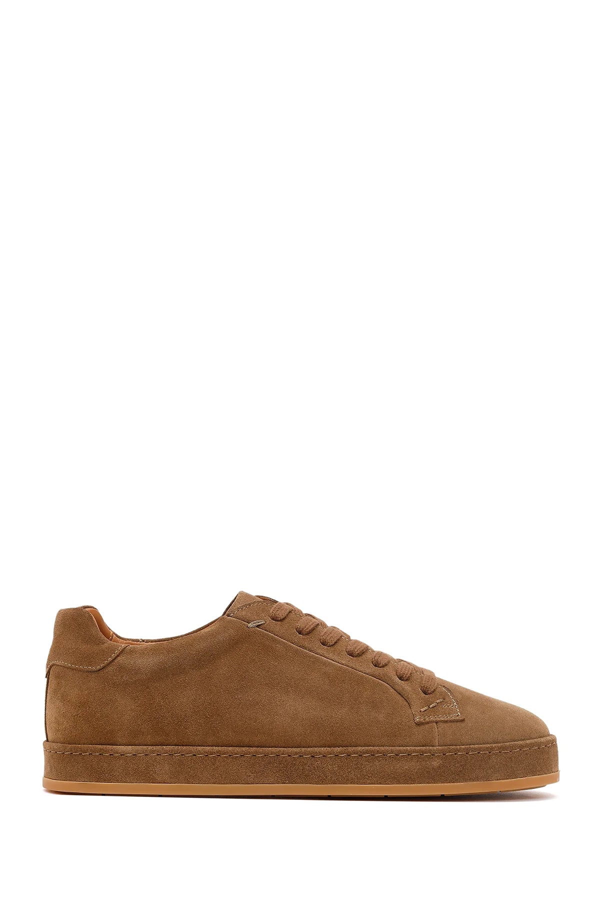 Erkek Vizon Bağcıklı Süet Deri Sneaker