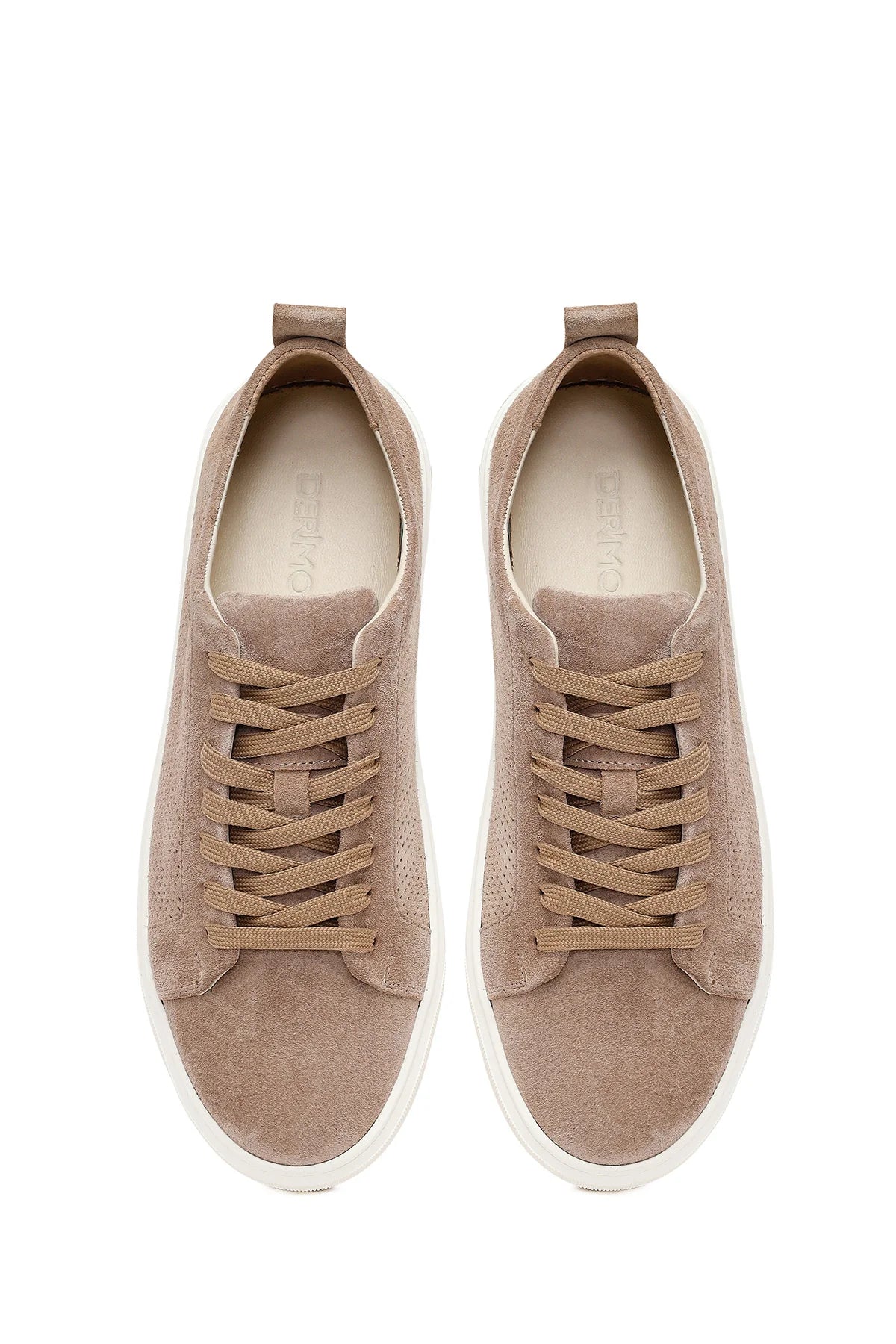 Erkek Bej Bağcıklı Süet Deri Sneaker