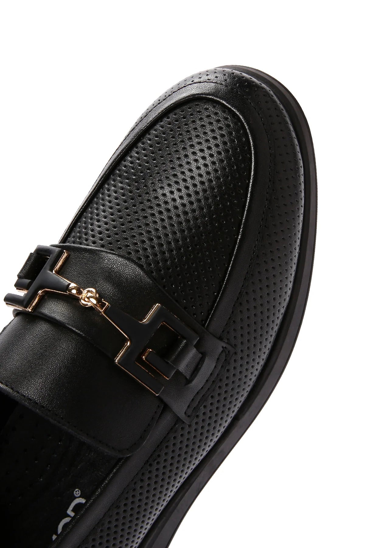 Kadın Siyah Tokalı Deri Comfort Loafer