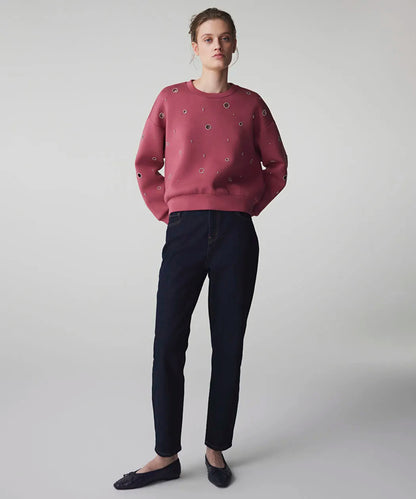 Pembe Strass Taşlı Cutout Sweatshirt Is1260091021026 | Ipekyol