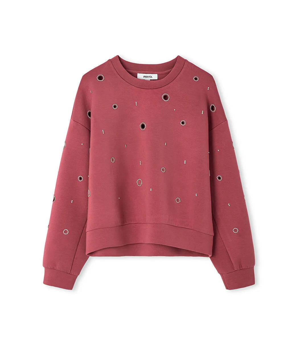 Pembe Strass Taşlı Cutout Sweatshirt Is1260091021026 | Ipekyol