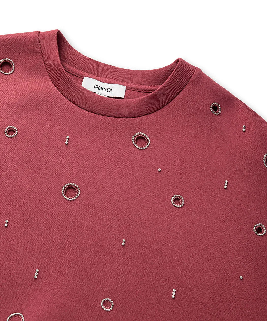 Pembe Strass Taşlı Cutout Sweatshirt Is1260091021026 | Ipekyol