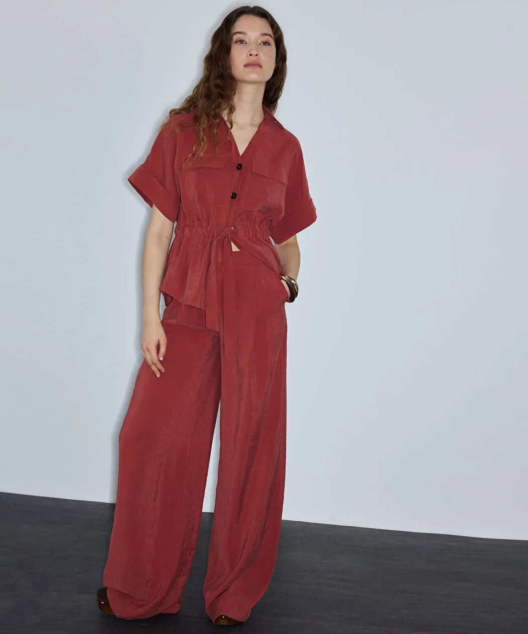 Turuncu Modal Içerikli Wide Leg Pantolon Is1260003247054 | Ipekyol