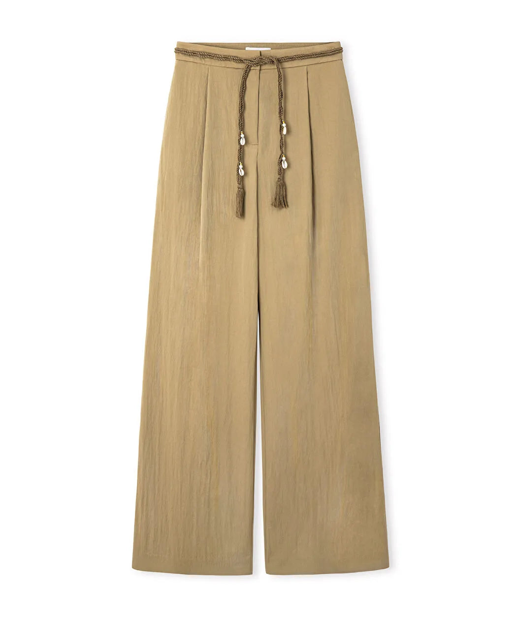 Natürel Püsküllü Kuşaklı Wide Leg Pantolon Is1260003204003 | Ipekyol