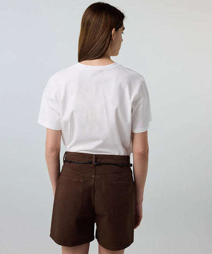 Kahverengi Kuşaklı Mom Fit Non Denim Şort Is1260013072074 | Ipekyol