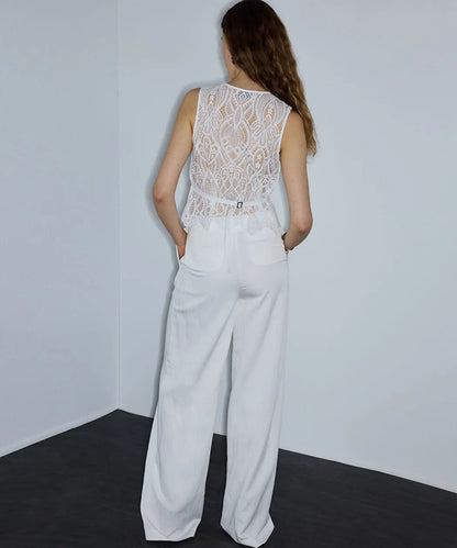 Ekru Kırışık Efektli Wide Leg Pantolon Is1260003183082 | Ipekyol