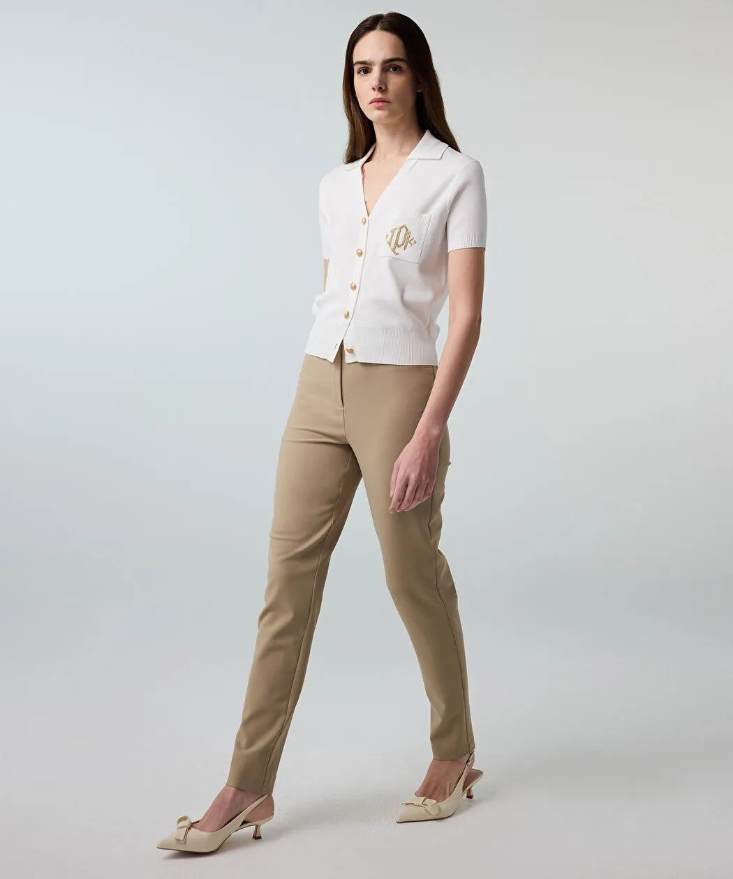 Ekru Lurex Bel Skinny Fit Pantolon Is1260003250030 | Ipekyol