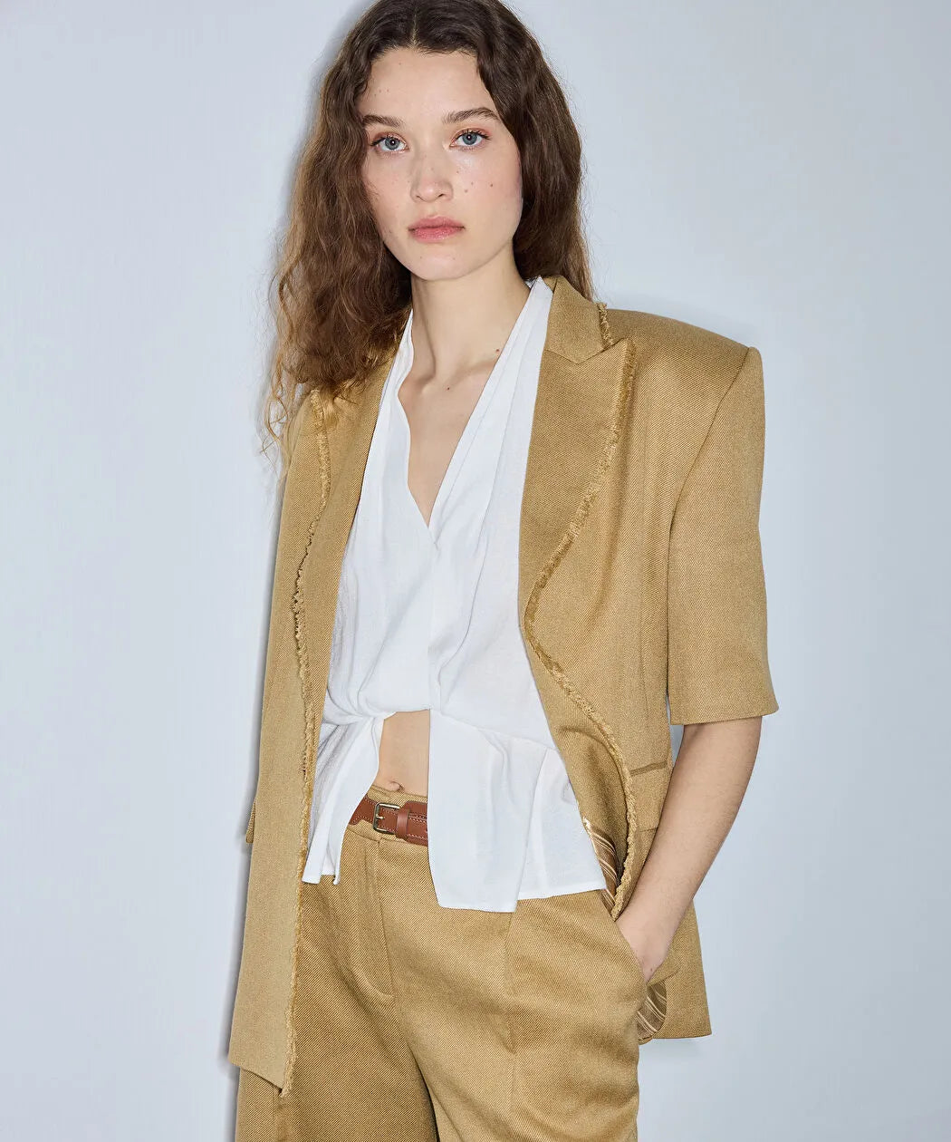 Natürel Püskül Şeritli Blazer Is1260106031ad4 | Ipekyol