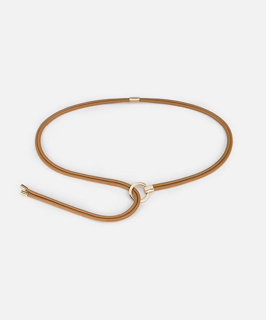 Kahverengi Yuvarlak Metal Tokalı Kordon Kemer Is1260053041007 | Ipekyol