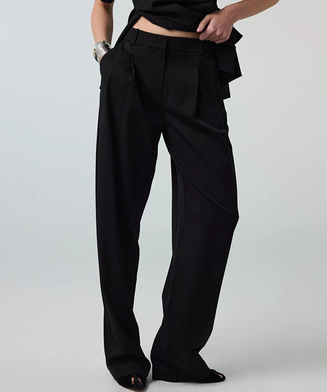 Siyah Cepli Wide Leg Pantolon Is1260003275001 | Ipekyol