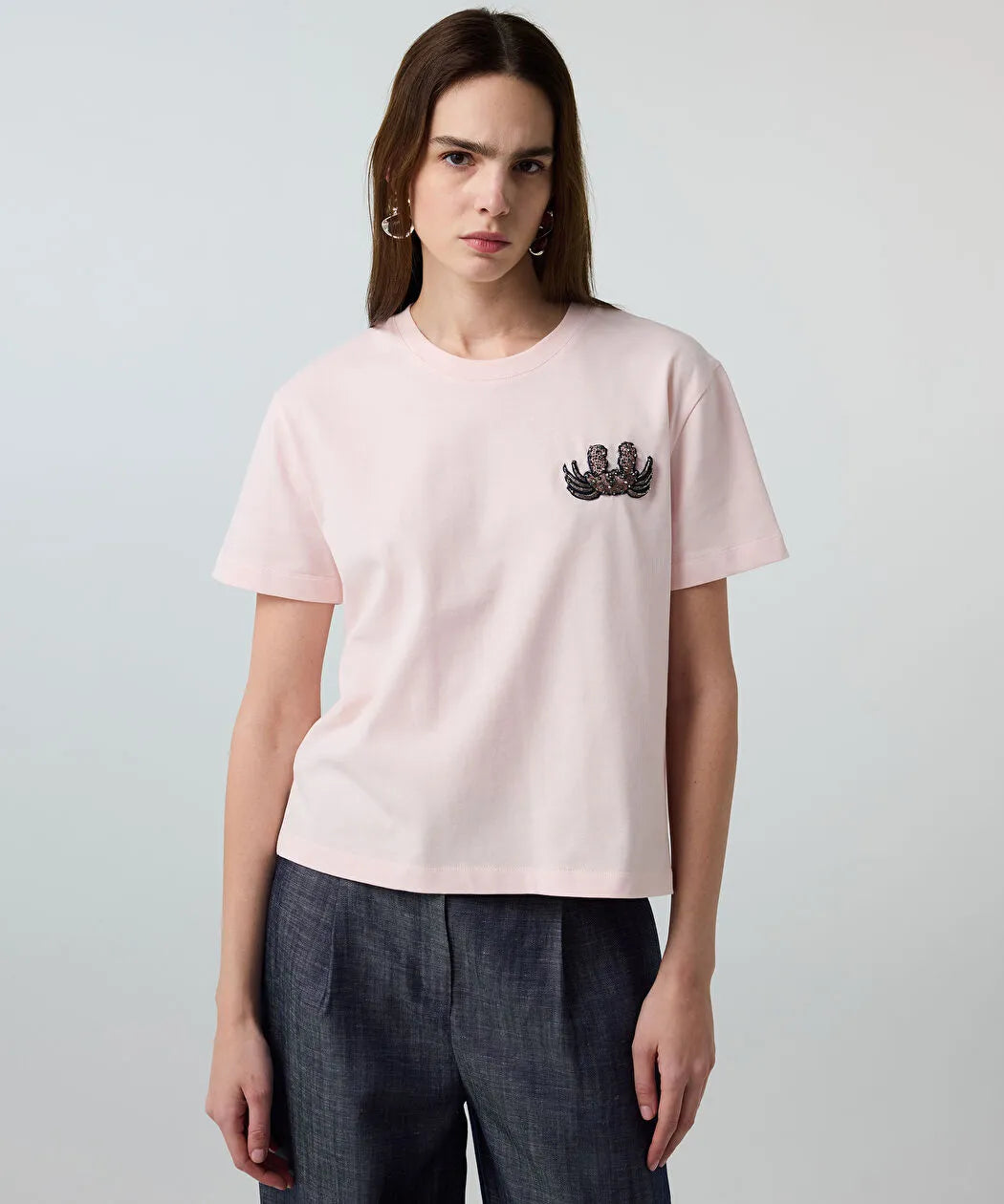 Pembe Aplikeli Tişört Is1260070167019 | Ipekyol