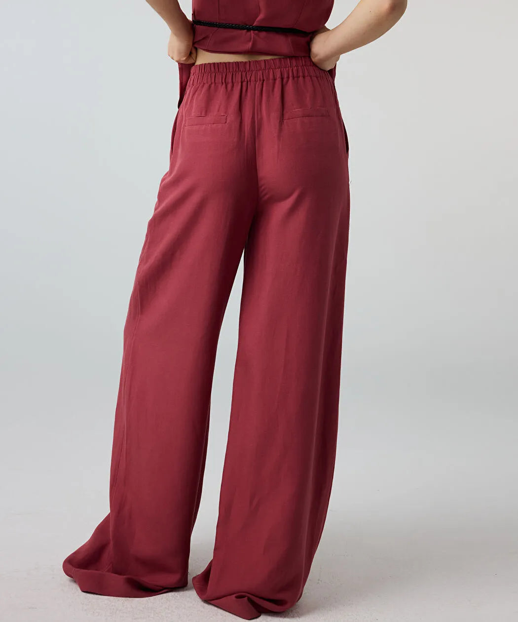 Pembe Keten Içerikli Wide Leg Pantolon Is1260003192026 | Ipekyol