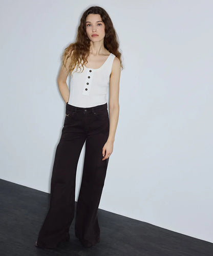 Kahverengi Zincirli Wide Leg Jean Pantolon Is1260018043074 | Ipekyol