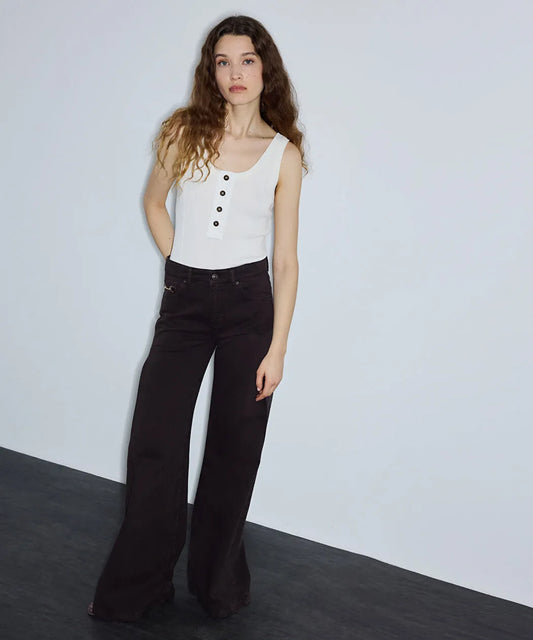 Kahverengi Zincirli Wide Leg Jean Pantolon Is1260018043074 | Ipekyol