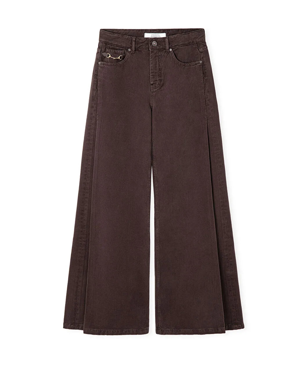 Kahverengi Zincirli Wide Leg Jean Pantolon Is1260018043074 | Ipekyol