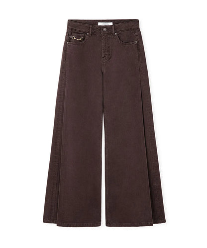 Kahverengi Zincirli Wide Leg Jean Pantolon Is1260018043074 | Ipekyol