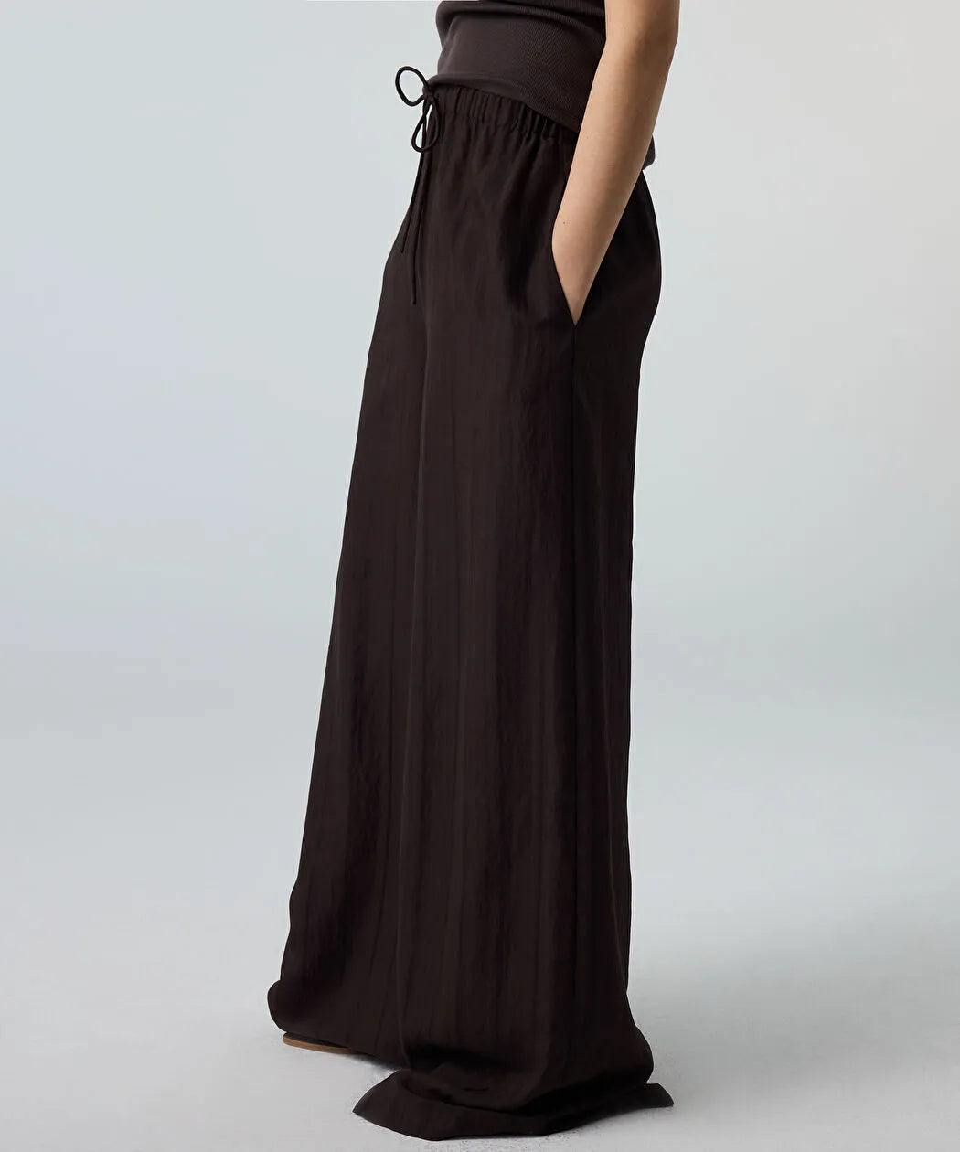 Kahverengi Çizgili Wide Leg Pantolon Is1260003193074 | Ipekyol