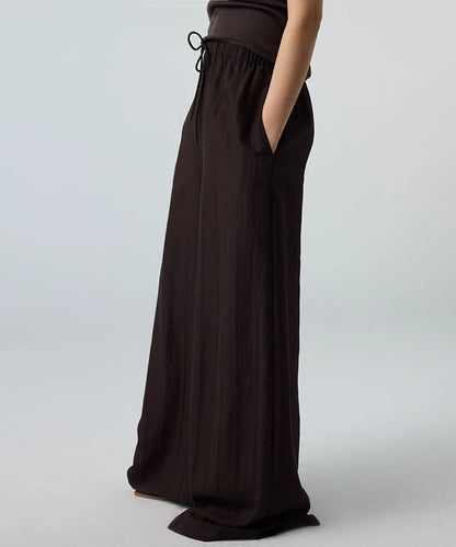 Kahverengi Çizgili Wide Leg Pantolon Is1260003193074 | Ipekyol