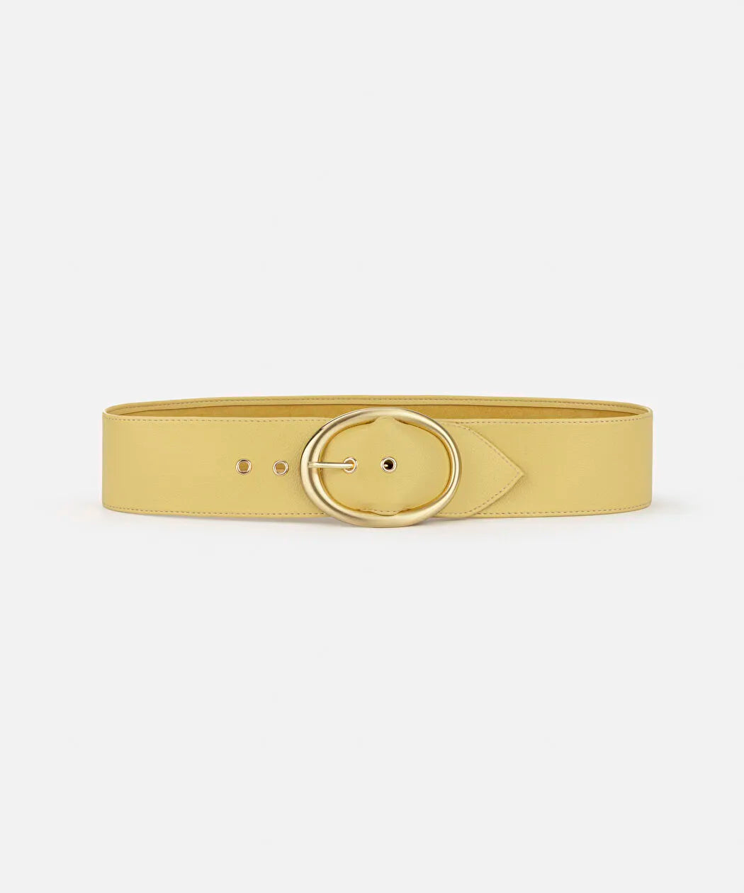 Sarı Oval Metal Tokalı Deri Görünümlü Kemer Is1260053053009 | Ipekyol