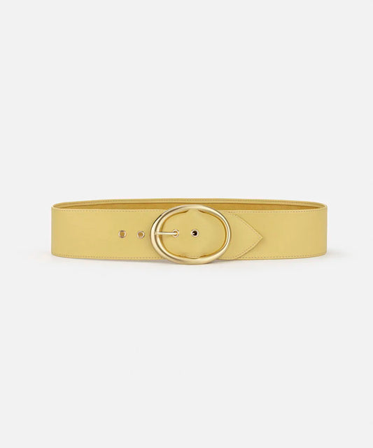 Sarı Oval Metal Tokalı Deri Görünümlü Kemer Is1260053053009 | Ipekyol