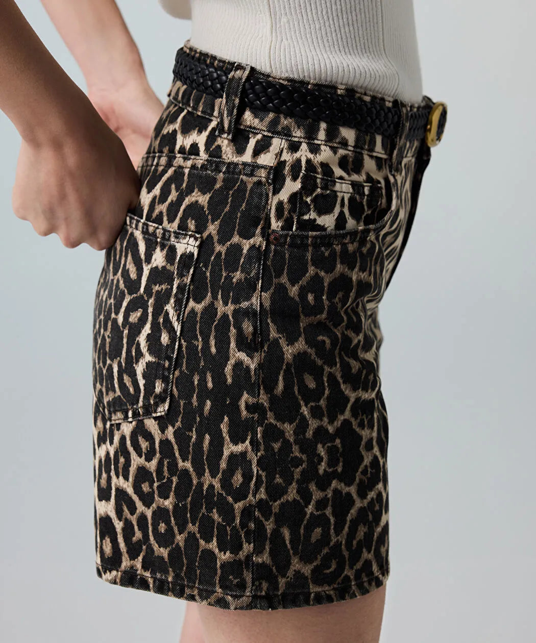 Kahverengi Leopar Desen Non Denim Şort Is1260013075074 | Ipekyol