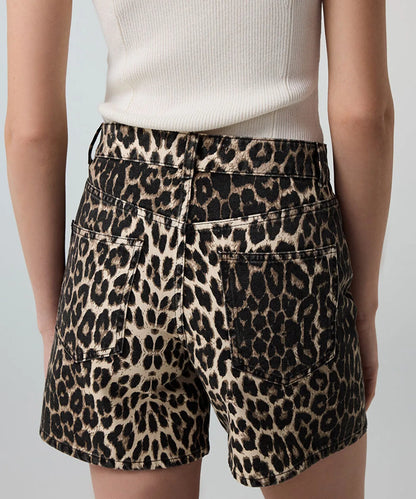 Kahverengi Leopar Desen Non Denim Şort Is1260013075074 | Ipekyol