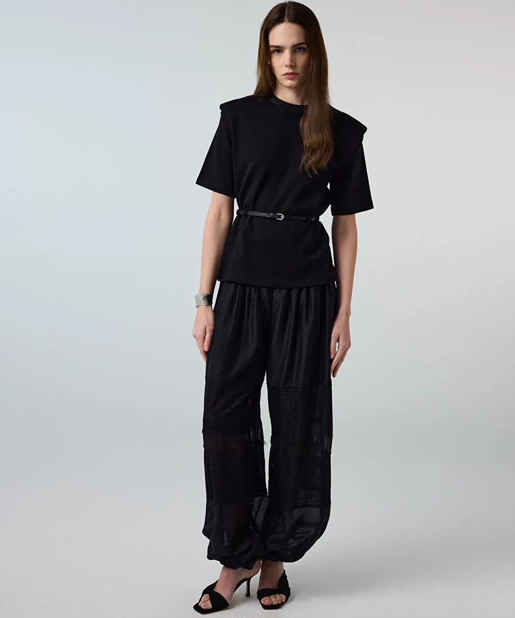 Siyah Kemerli Tişört Is1260070263001 | Ipekyol