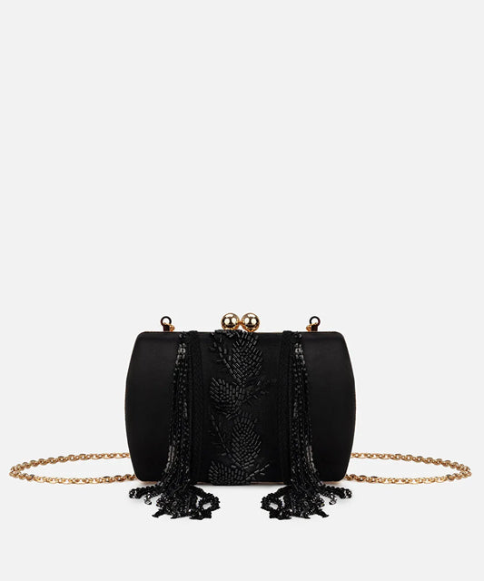 Siyah Sallantılı Boncuklu Clutch Is1260121012001 | Ipekyol