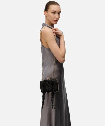 Siyah Sallantılı Boncuklu Clutch Is1260121012001 | Ipekyol