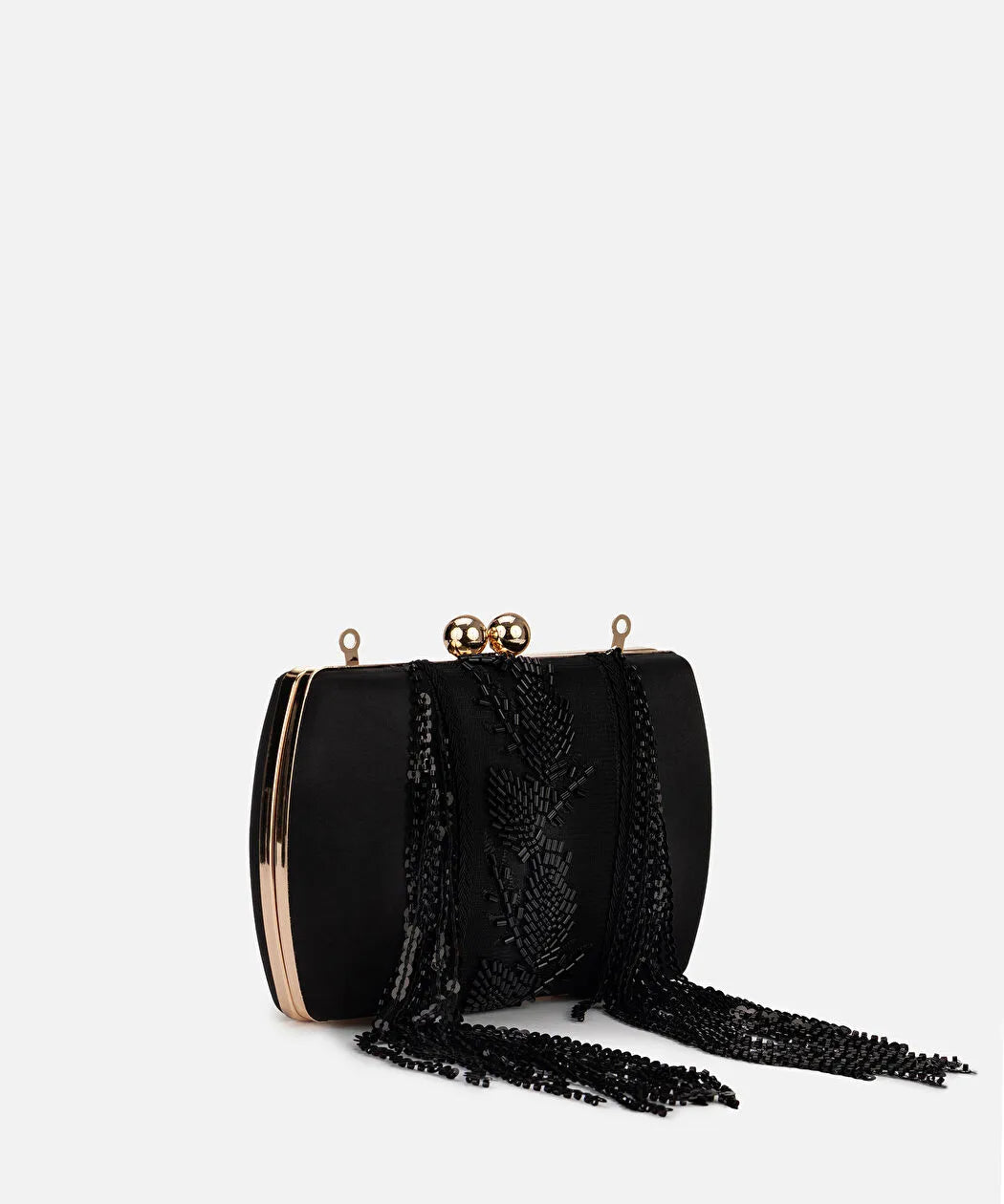Siyah Sallantılı Boncuklu Clutch Is1260121012001 | Ipekyol