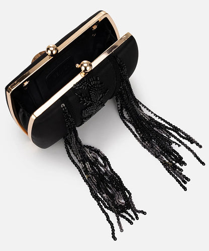 Siyah Sallantılı Boncuklu Clutch Is1260121012001 | Ipekyol