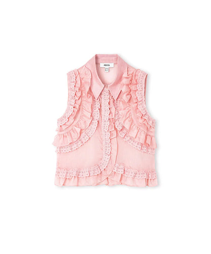Pembe Fırfır Şeritli Bluz Is1260006109019 | Ipekyol