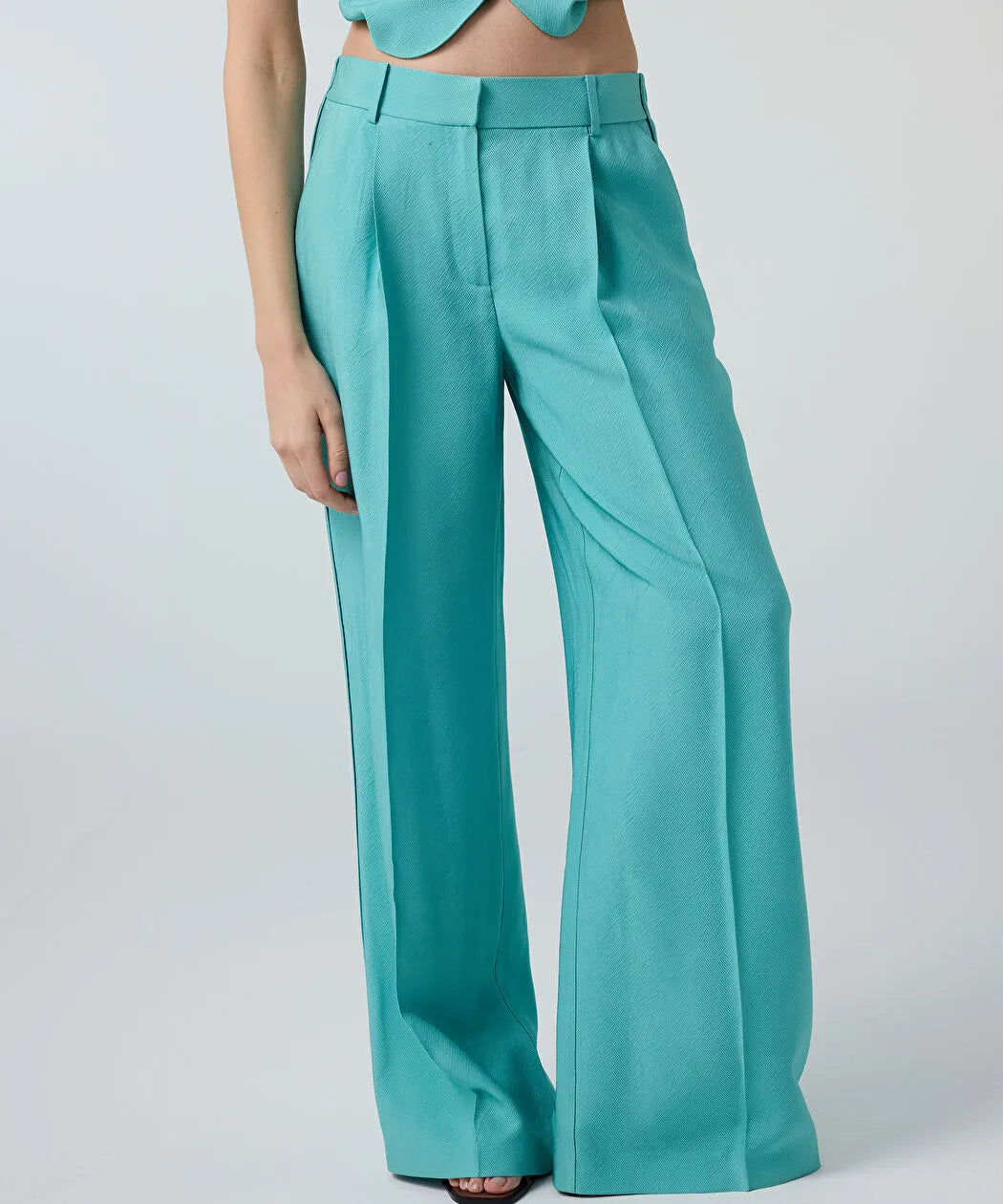Yeşil Dokulu Wide Leg Pantolon Is1260003217013 | Ipekyol