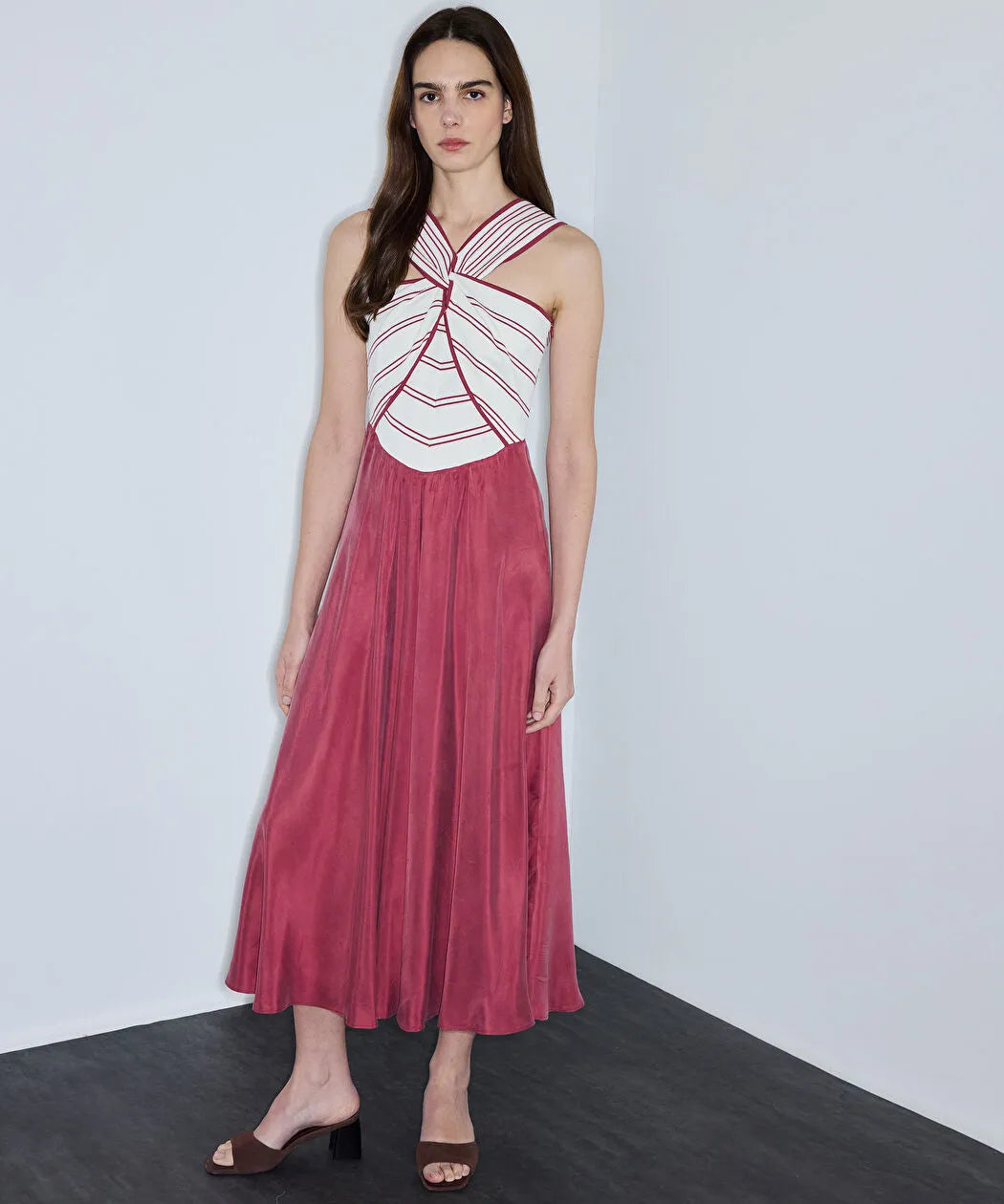 Pembe Colorblock Halter Yaka Elbise Is1260002290026 | Ipekyol