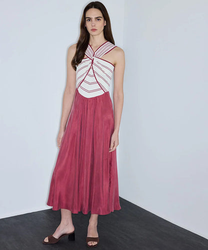 Pembe Colorblock Halter Yaka Elbise Is1260002290026 | Ipekyol