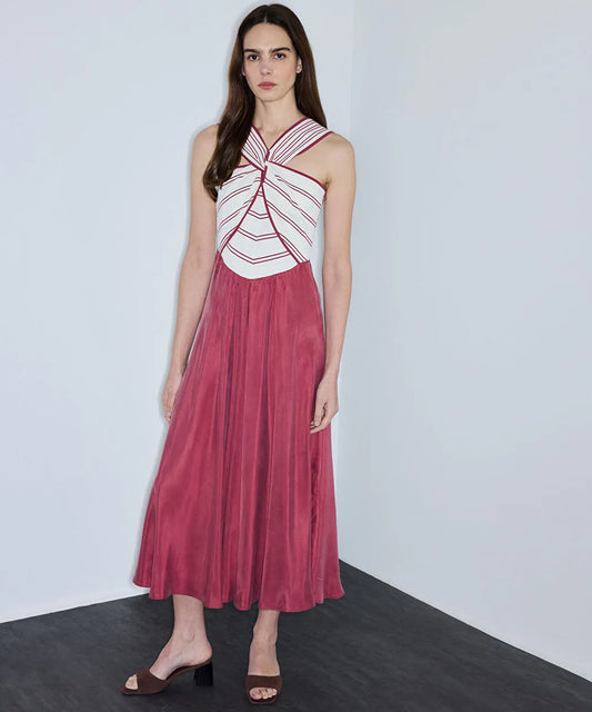 Pembe Colorblock Halter Yaka Elbise Is1260002290026 | Ipekyol