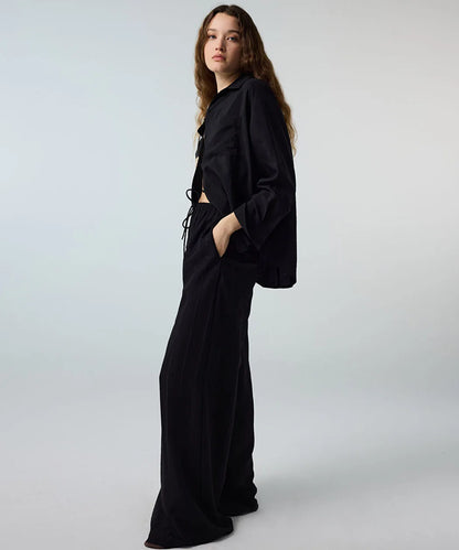 Siyah Çizgili Wide Leg Pantolon Is1260003193001 | Ipekyol