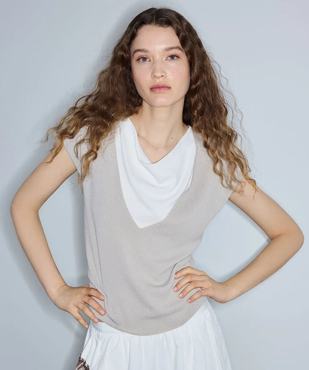 Ekru Çift Parça Görünüm Colorblock Triko Is1260050106030 | Ipekyol