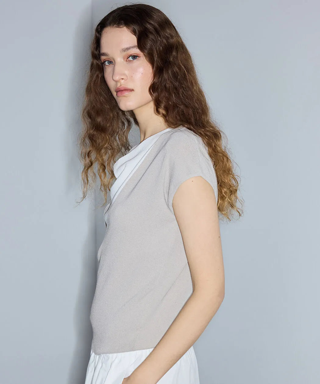 Ekru Çift Parça Görünüm Colorblock Triko Is1260050106030 | Ipekyol