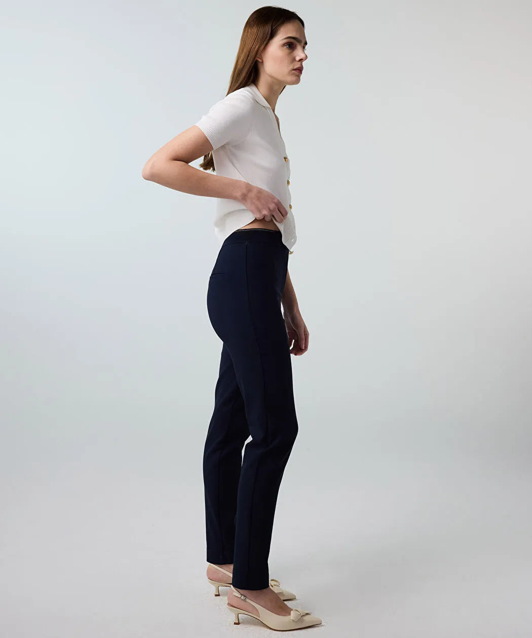 Lacivert Lurex Bel Skinny Fit Pantolon Is1260003250015 | Ipekyol