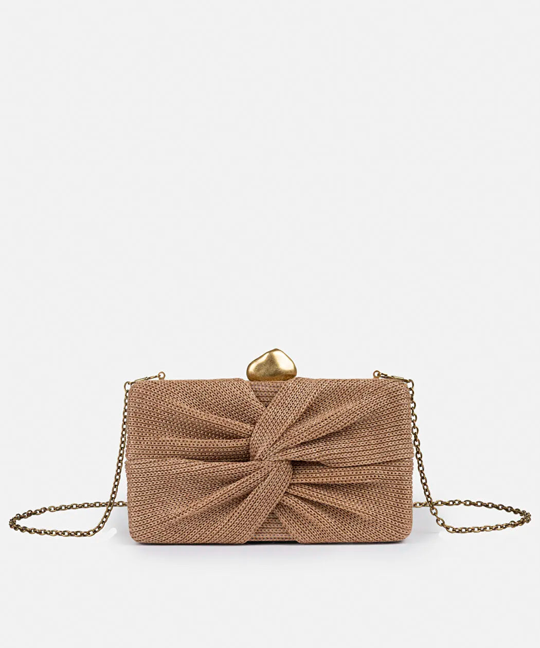 Bej Düğüm Efektli Uzun Zincir Askılı Clutch Is1260121002023 | Ipekyol