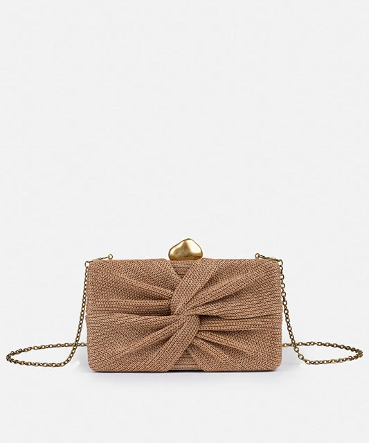 Bej Düğüm Efektli Uzun Zincir Askılı Clutch Is1260121002023 | Ipekyol